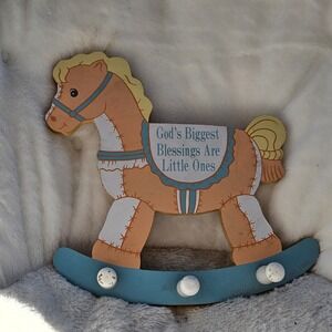 Vintage Rocking Horse Wall Decor God's Biggest Blessings Are Little‎ Ones baby